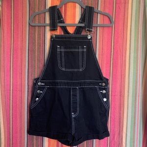 FOREVER 21 Top-Stitched Denim Overalls (Shorts)